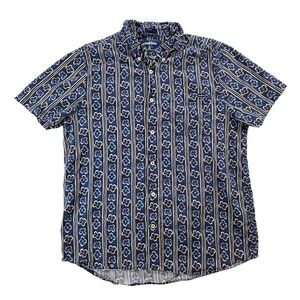 Chubbies Resortwear Weekend Friday Button Down Shirt Blue Floral Striped Mens Md